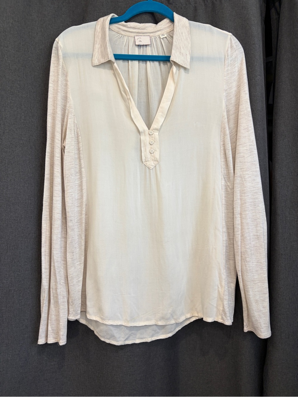 Anthropologie Postmark Sheer Beige Cream Long Sleeve Blouse womens large